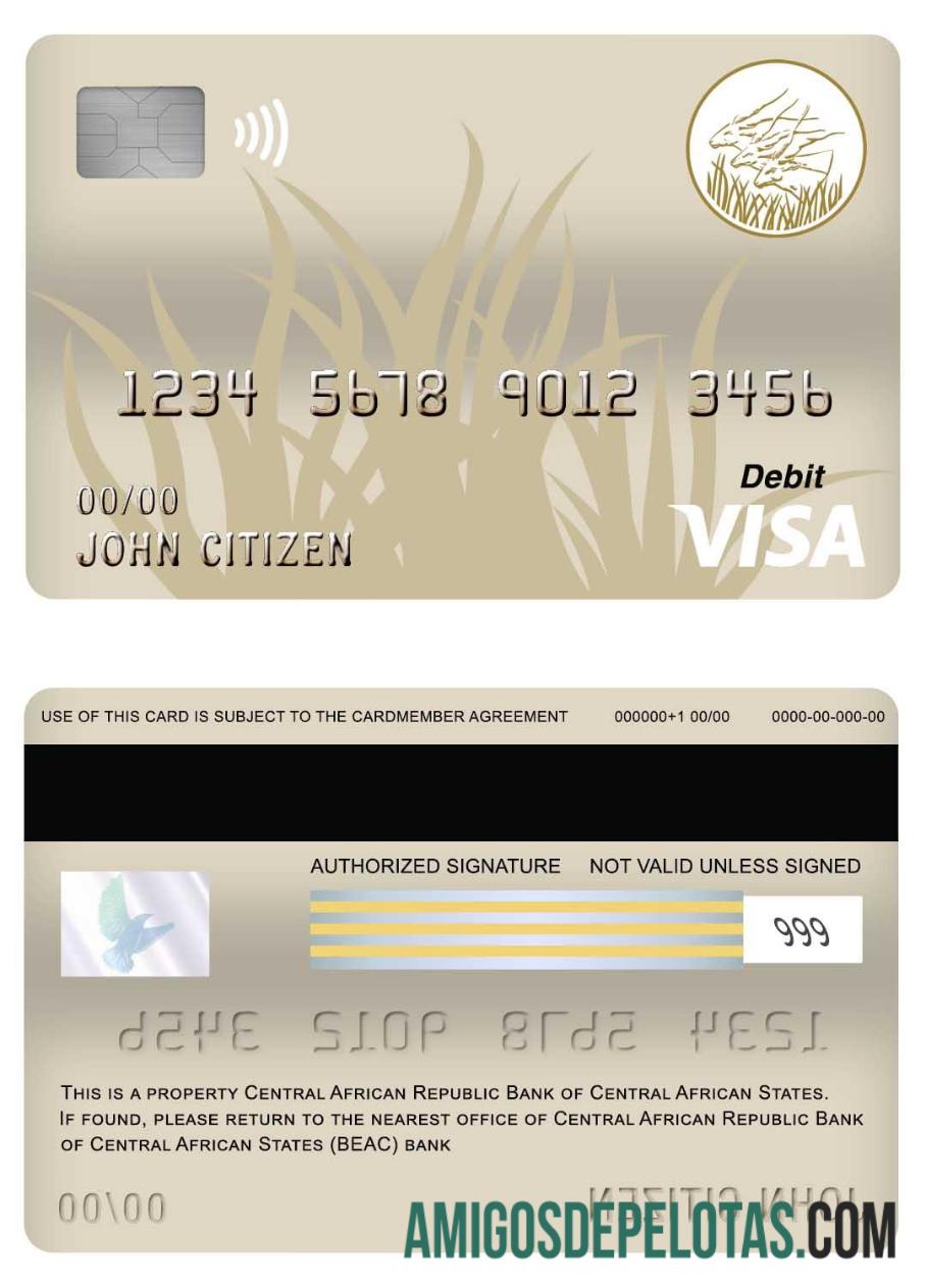 Republik Afrika Tengah bank of Central African States (BEAC) bank visa Debit kartu pratinjau