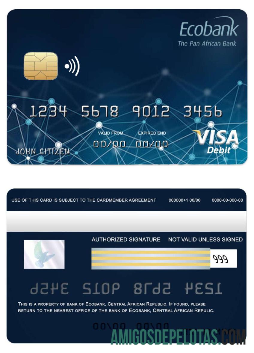 Republik Afrika Tengah Ecobank bank visa kartu makering