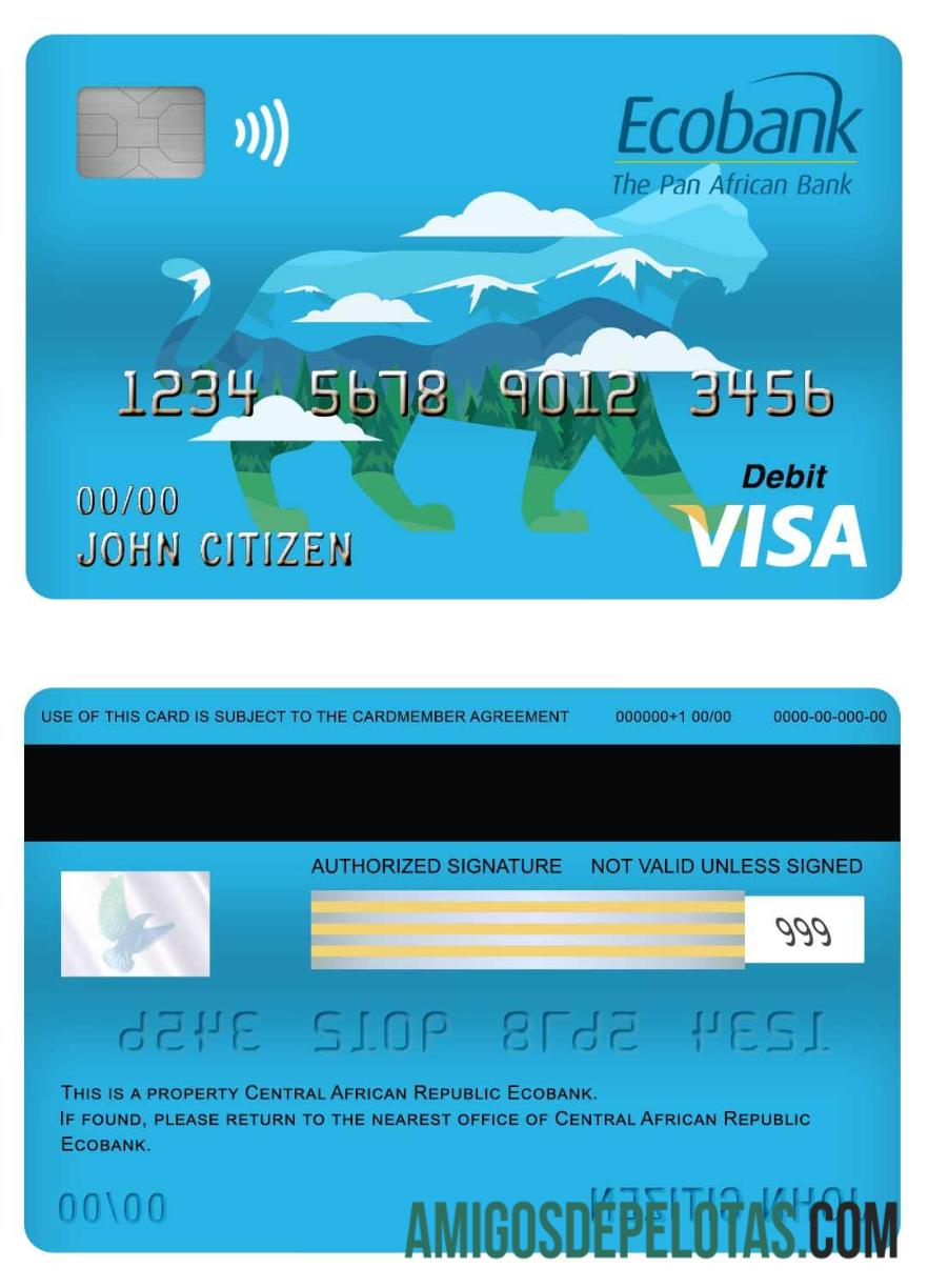 Republik Afrika Tengah Ecobank visa Debit kartu desain
