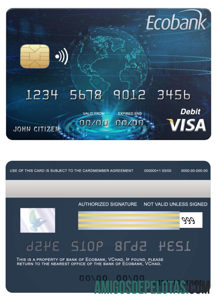 Chad Ecobank bank visa kartu templat