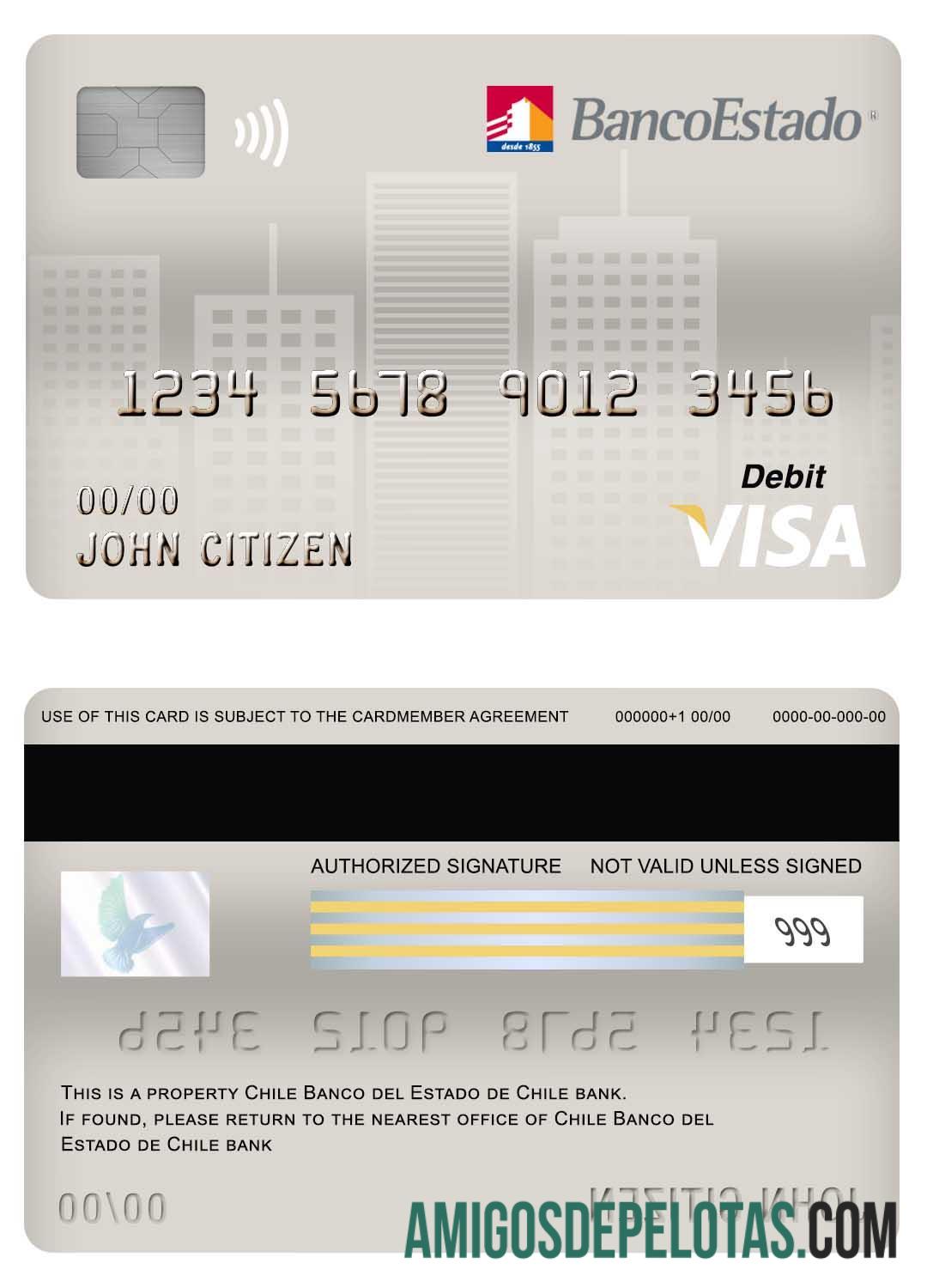 Chili Banco del Estado de Chili bank visa Debit kartu pratinjau