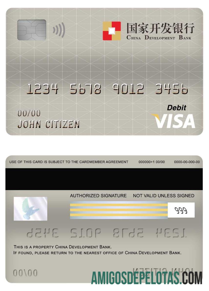 Tiongkok Development bank visa Debit kartu templat