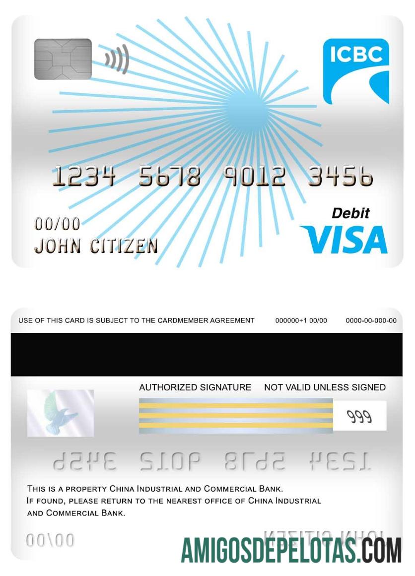 Tiongkok Industrial and komersial bank visa Debit kartu desain