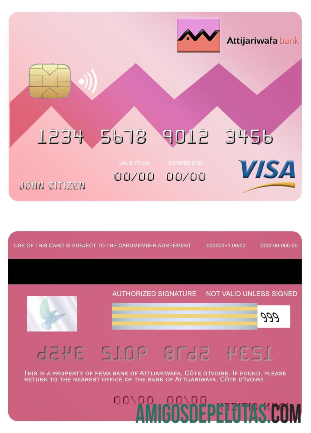 Co╠éte d'Ivoire Attijariwafa bank visa kartu desain