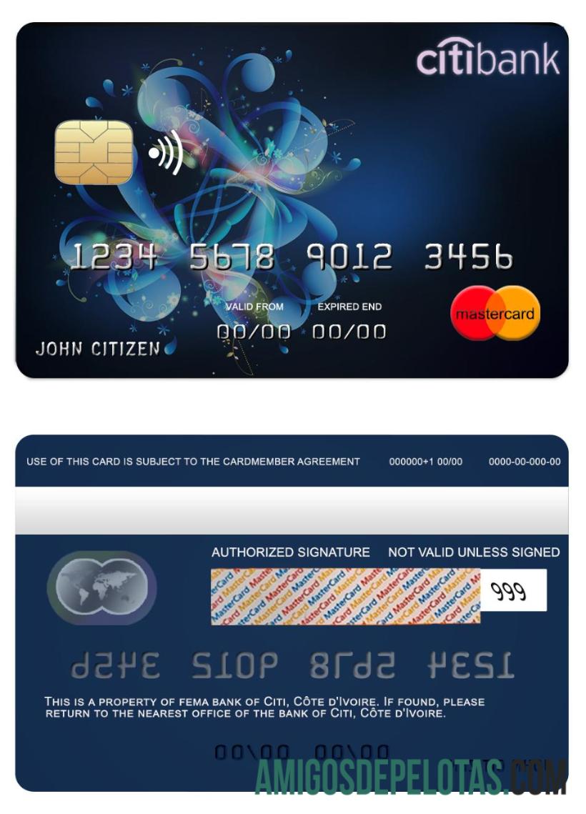 Co╠éte d'Ivoire Citi bank mastercard sampel
