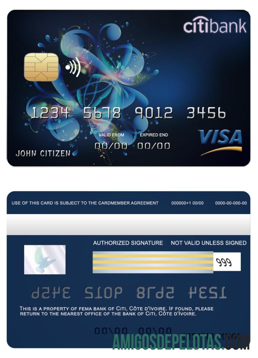 Co╠éte d'Ivoire Citi bank visa kartu desain
