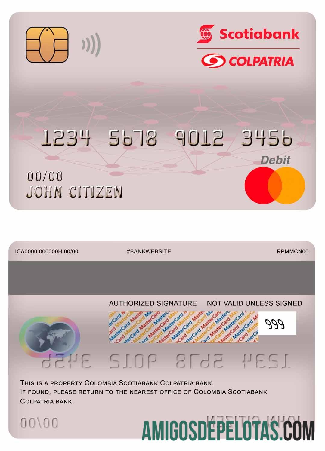 Kolombia Scotiabank Colpatria bank master Debit kartu pratinjau