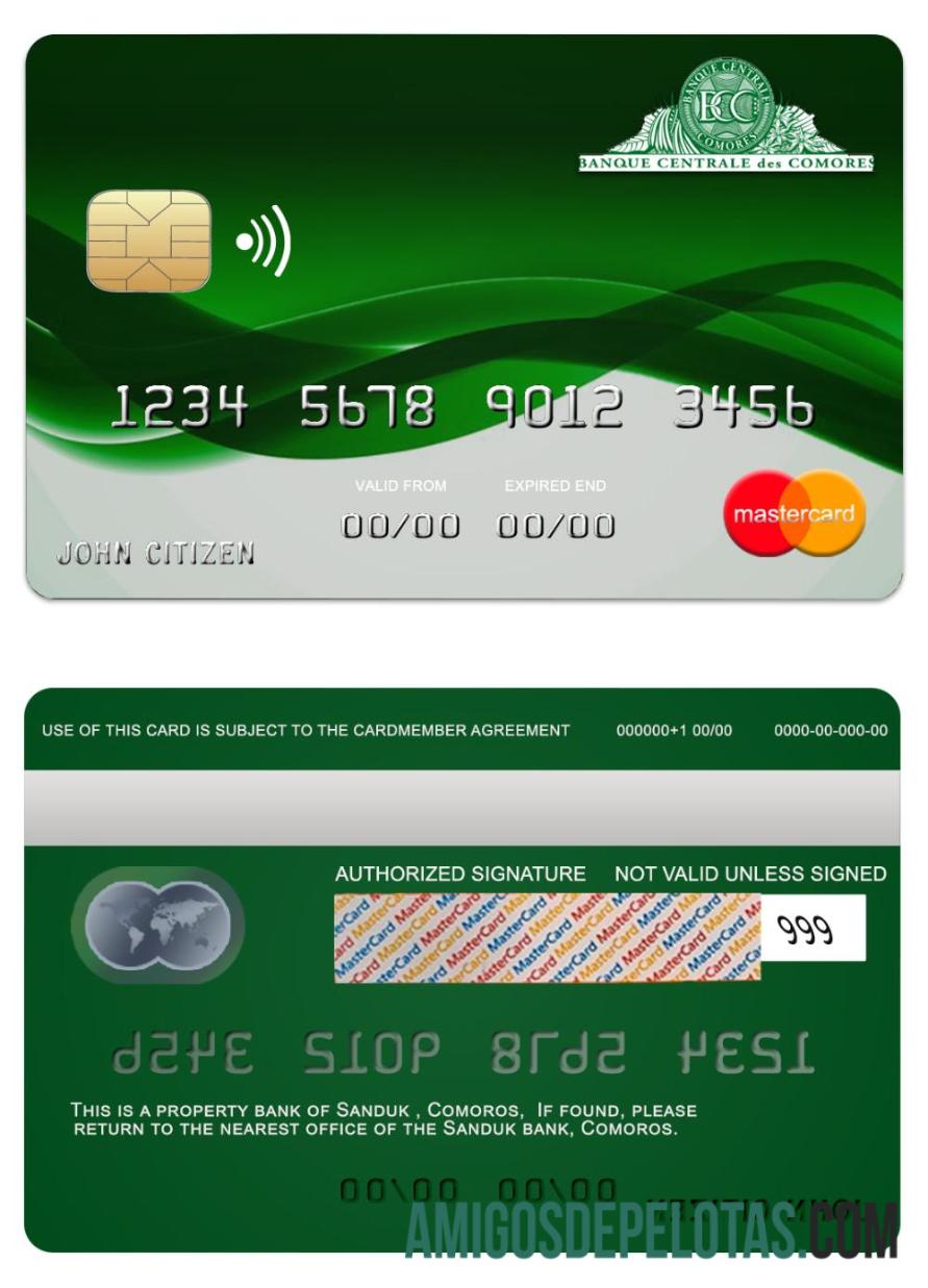 Komoro Sanduk bank mastercard sampel