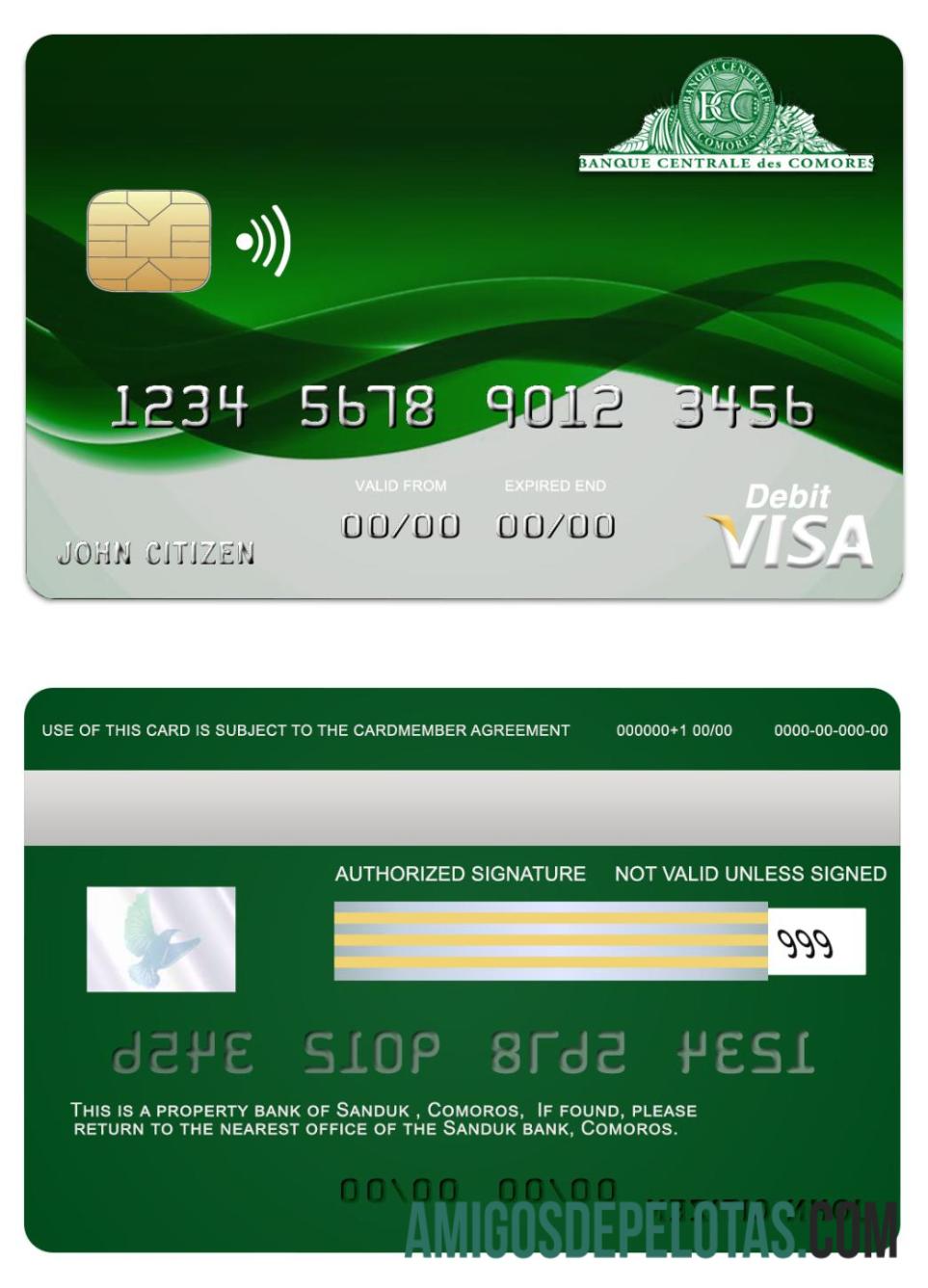 Komoro Sanduk bank visa kartu templat