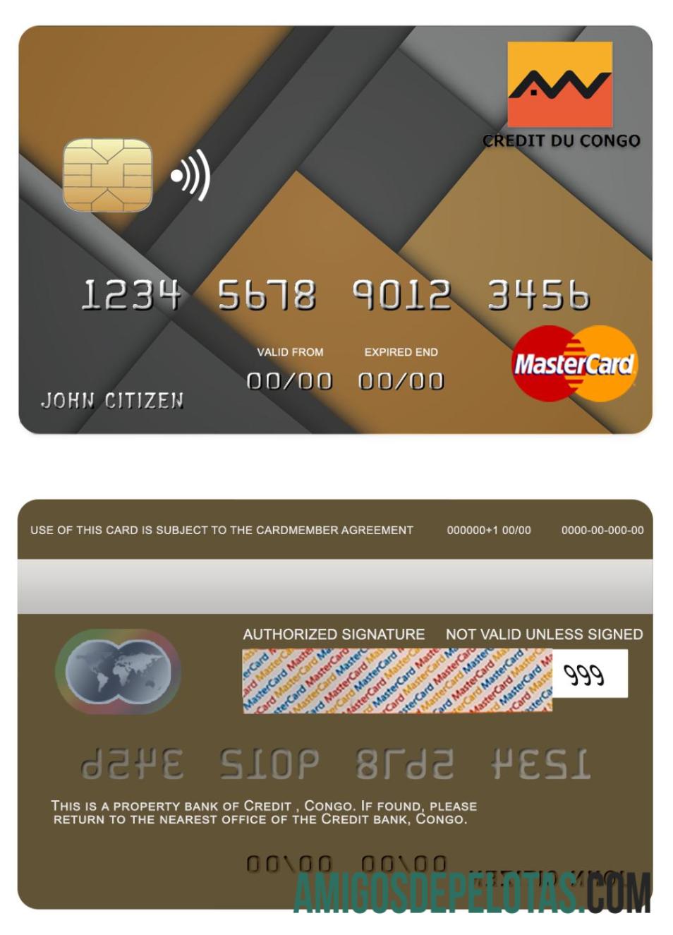 Kongo Kredit bank mastercard templat
