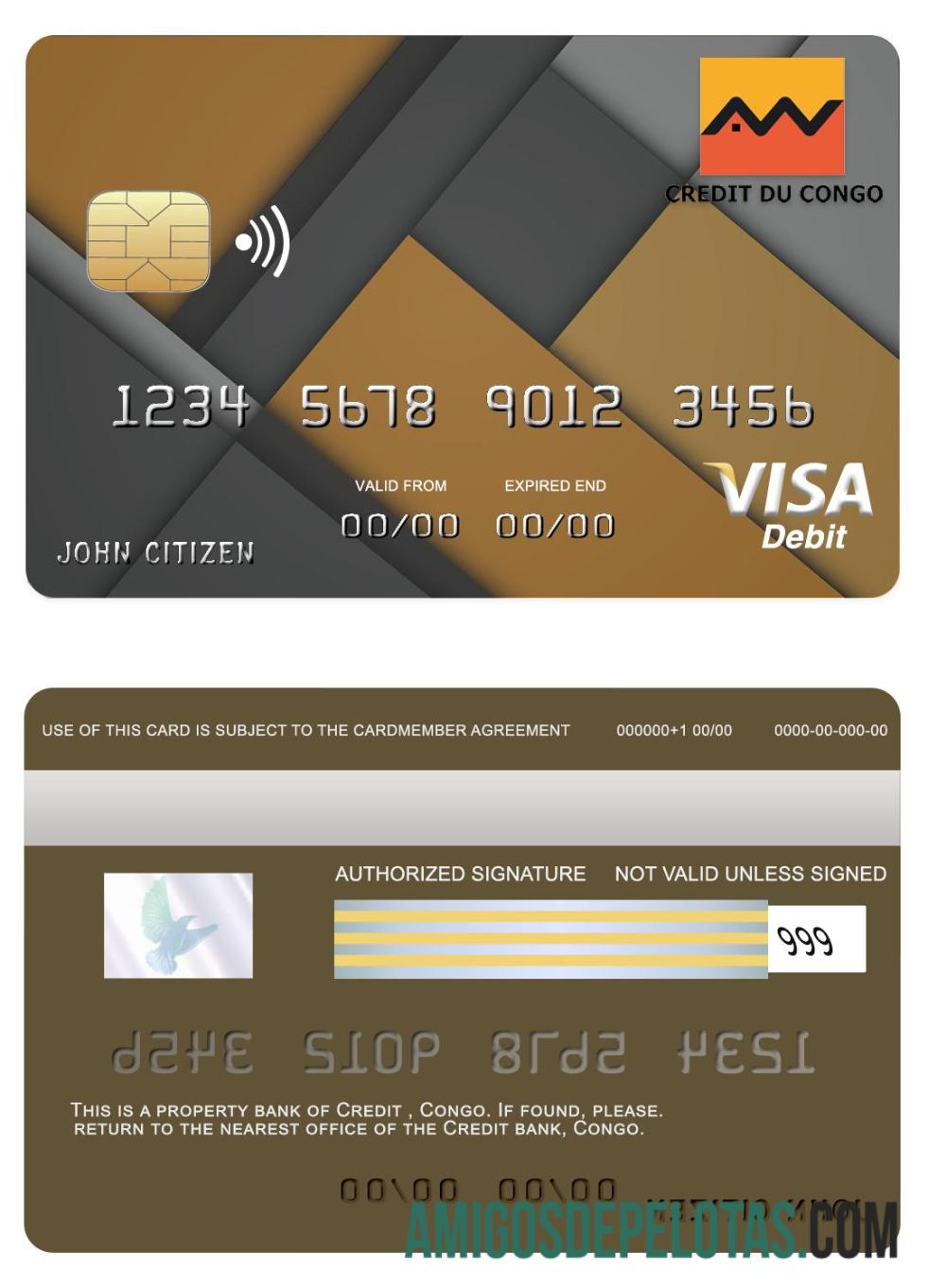 Kongo Kredit bank visa kartu desain