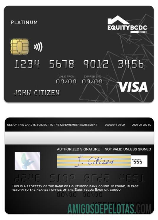 Kongo EquityBCDC bank visa Debit Platinum kartu sampel