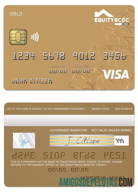 Kongo EquityBCDC bank visa Debit gold kartu templat