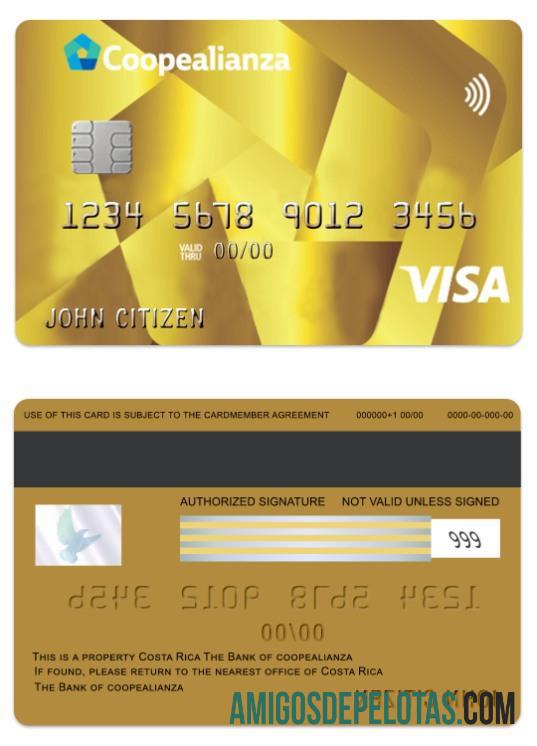 Kosta Rika Coopealianza visa gold kartu desain