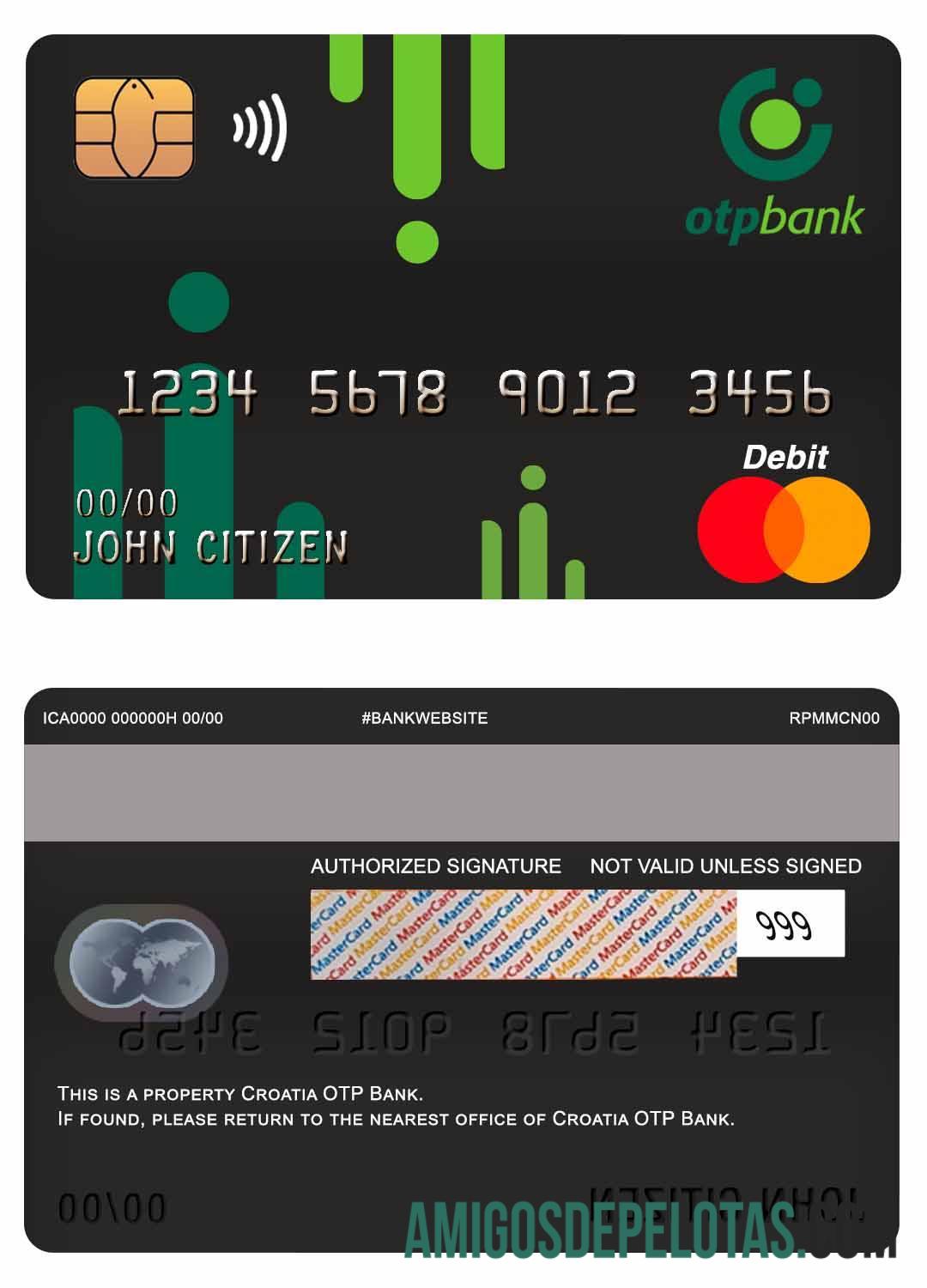 Kroasia OTP bank master Debit kartu makering