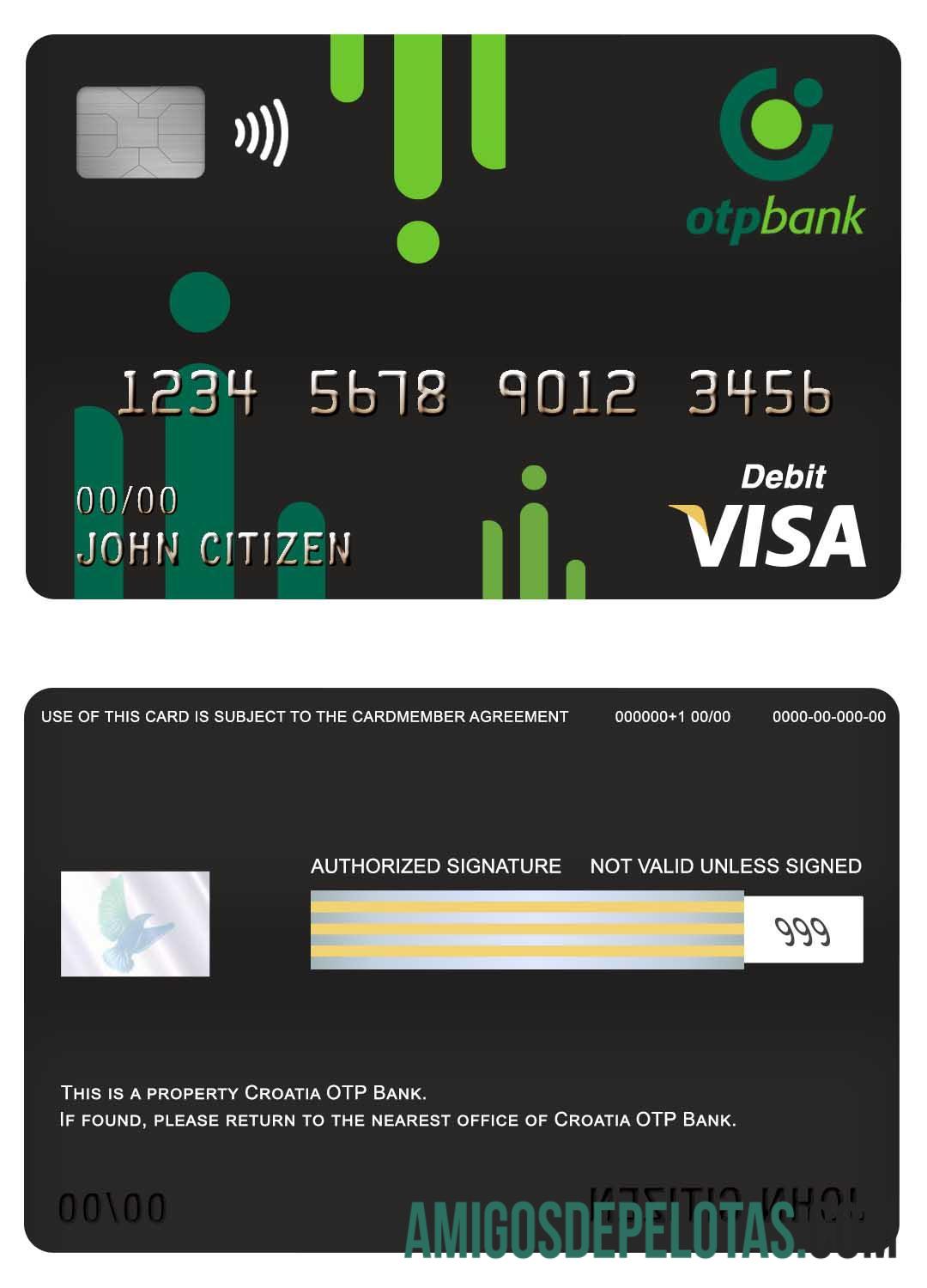 Kroasia OTP bank visa Debit kartu desain