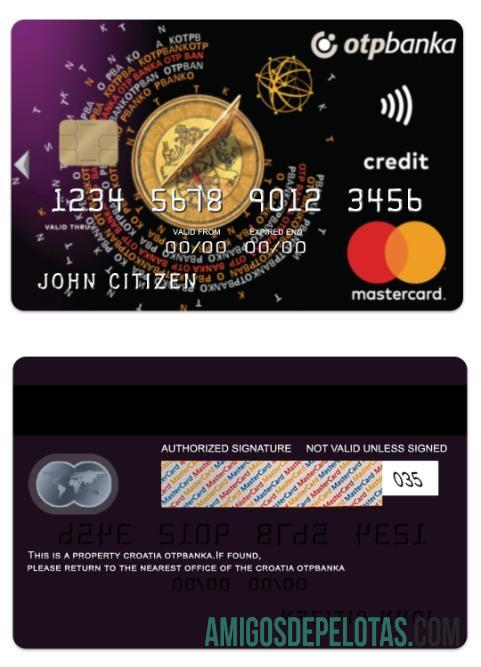 Kroasia OTP banka Mastercard standar Biaya kartu templat