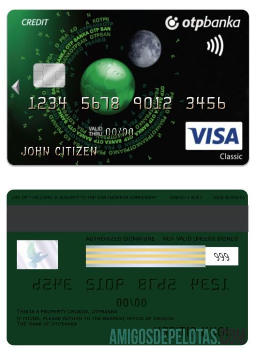 Kroasia OTP banka visa classic Kredit kartu desain