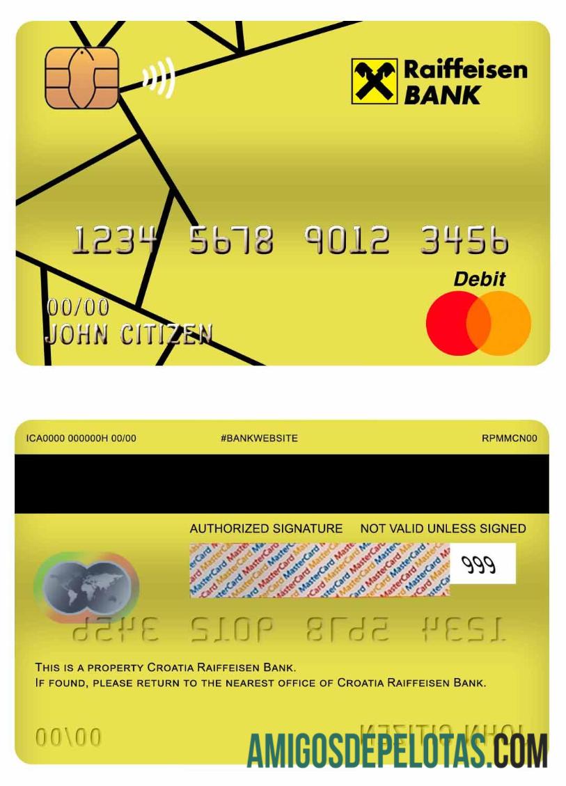 Kroasia Raiffeisen bank master Debit kartu desain