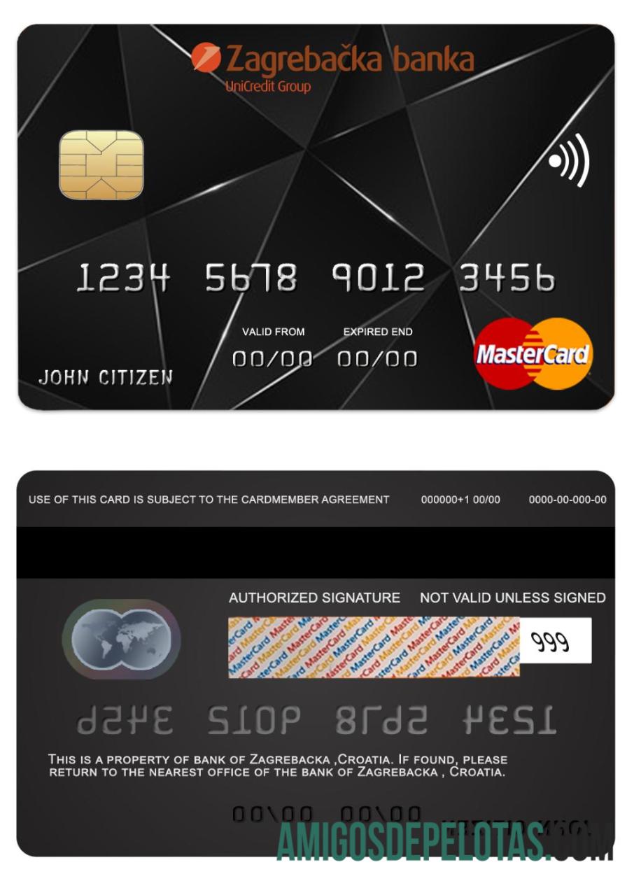 Kroasia Zagrebacka bank mastercard templat