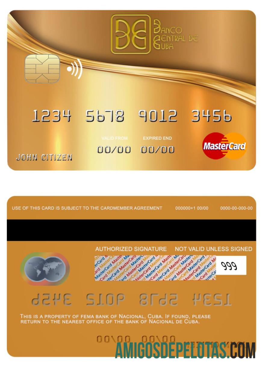 Kuba Nacional bank mastercard templat