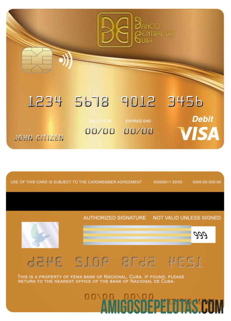 Kuba Nacional bank visa kartu sampel