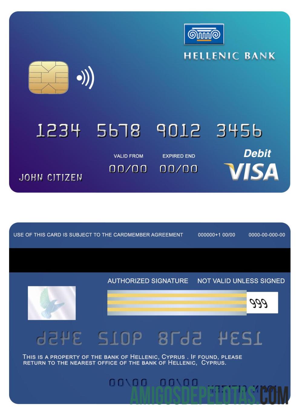 Siprus Hellenic bank visa kartu desain
