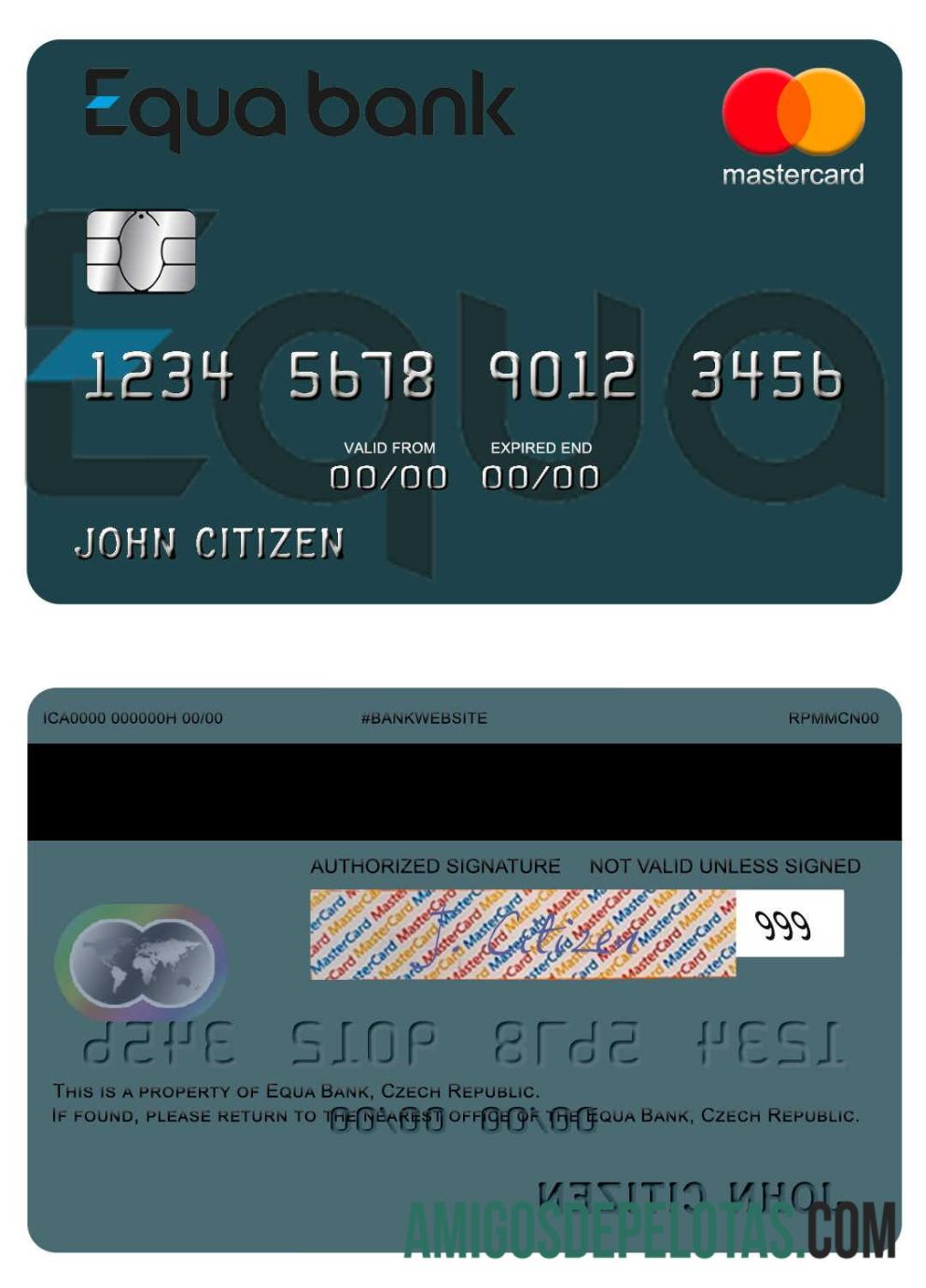 Republik Ceko Equa bank mastercard sampel