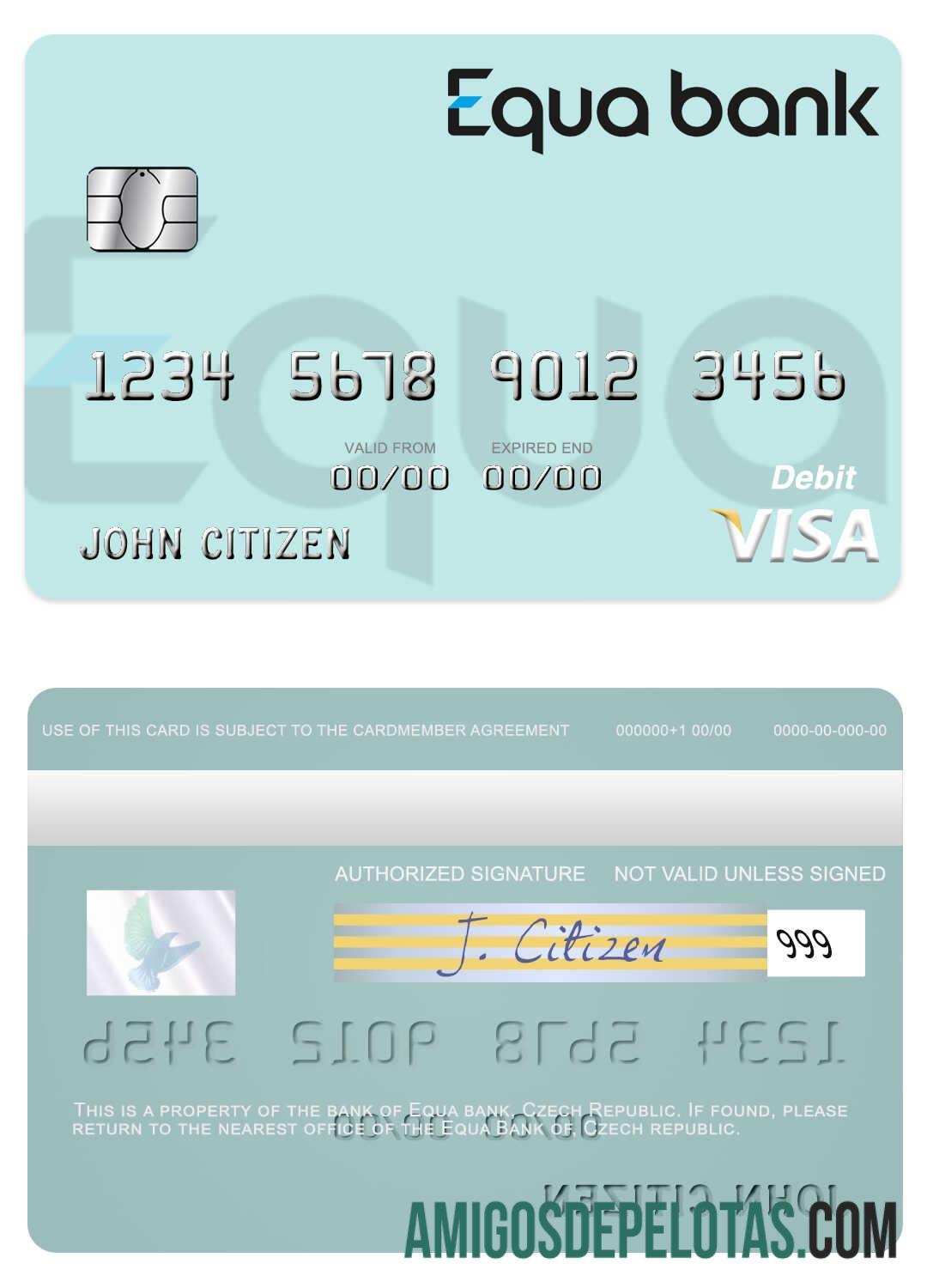 Republik Ceko Equa bank visa Debit kartu desain