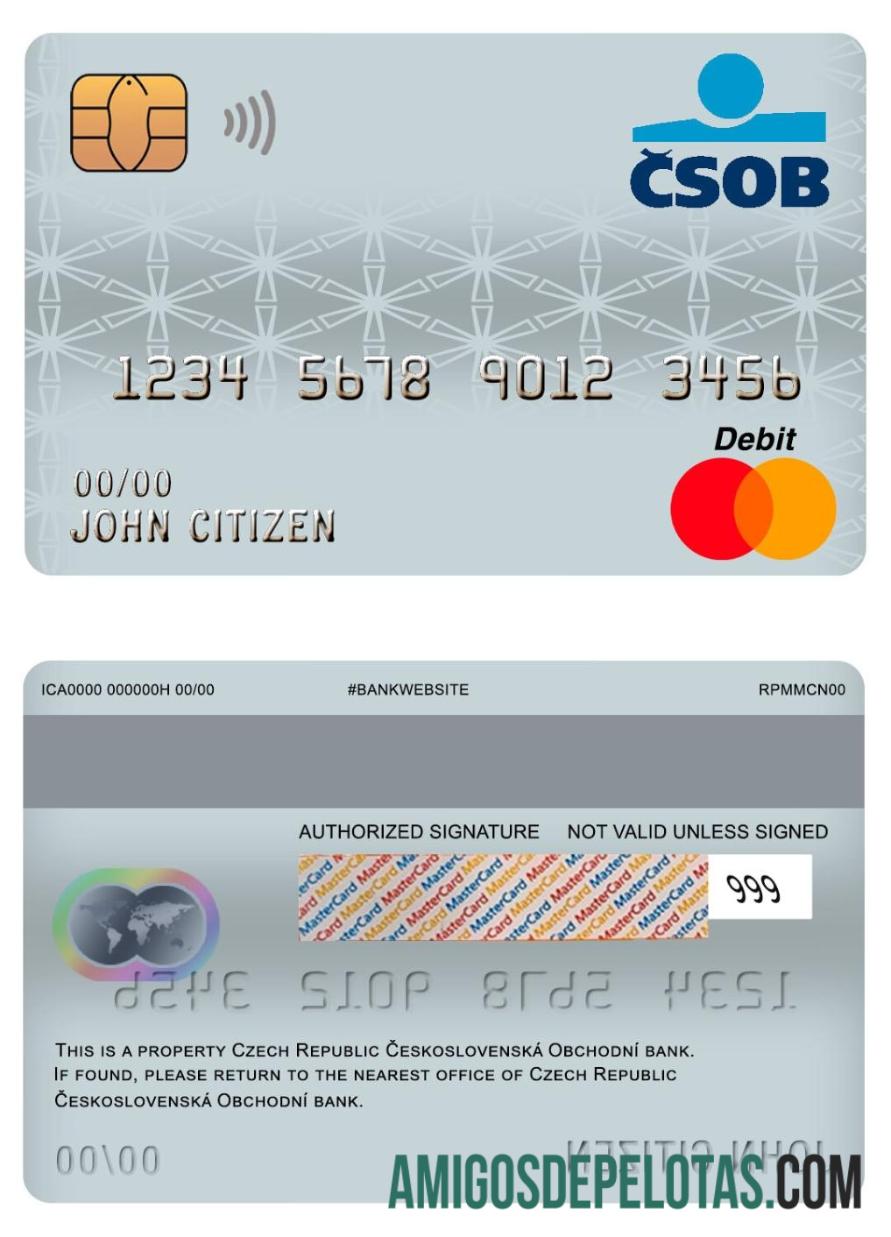 Republik Ceko ceskoslovenska╠ü obchodni╠ü bank master Debit kartu desain