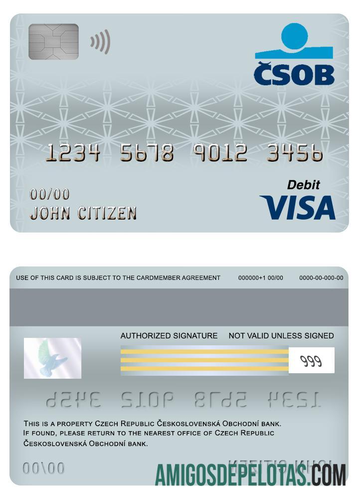 Republik Ceko ceskoslovenska╠ü obchodni╠ü bank visa Debit kartu t sampel