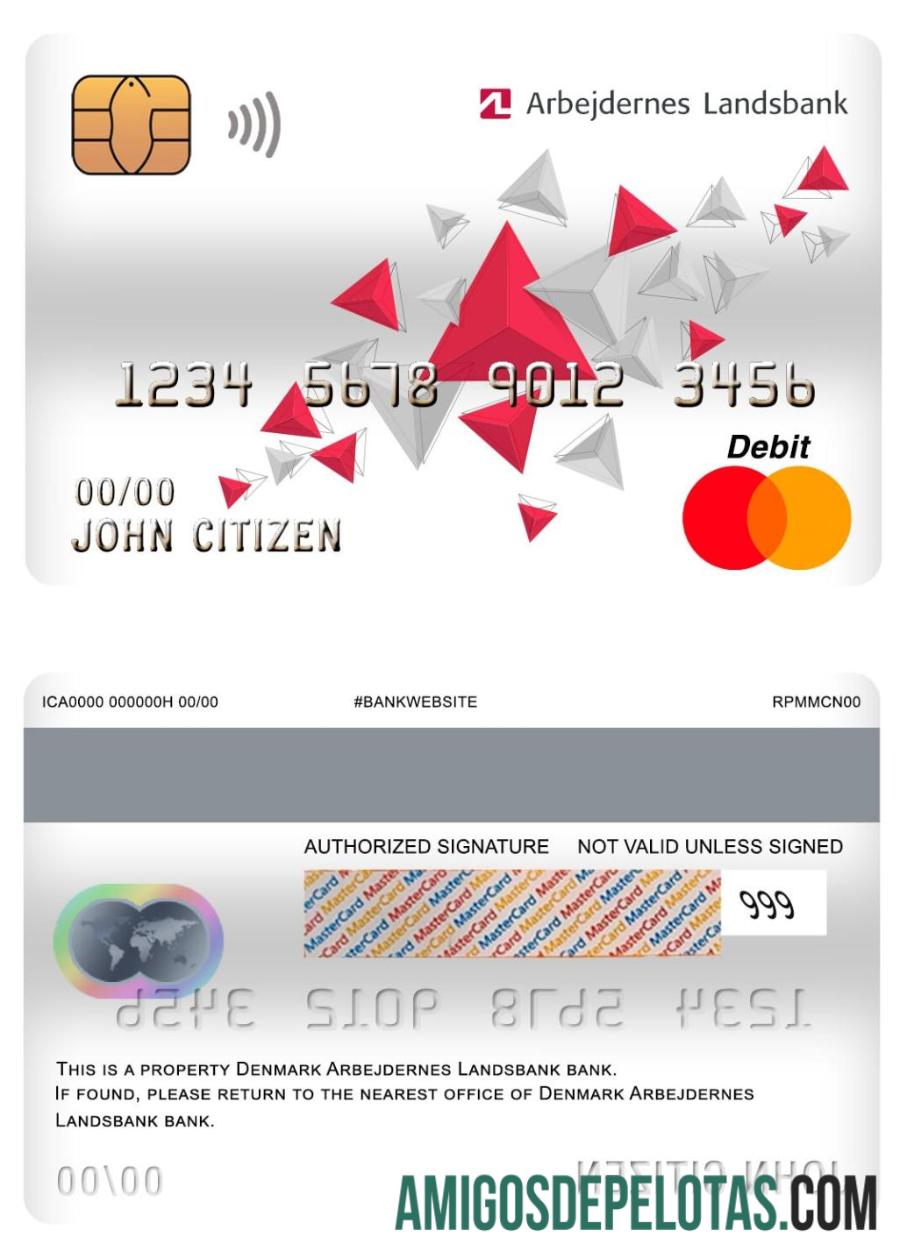 Denmark Arbejdernes Landsbank bank master Debit kartu desain