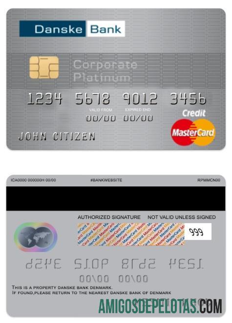 Denmark Danskebank Kredit corporate platinum mastercard sampel