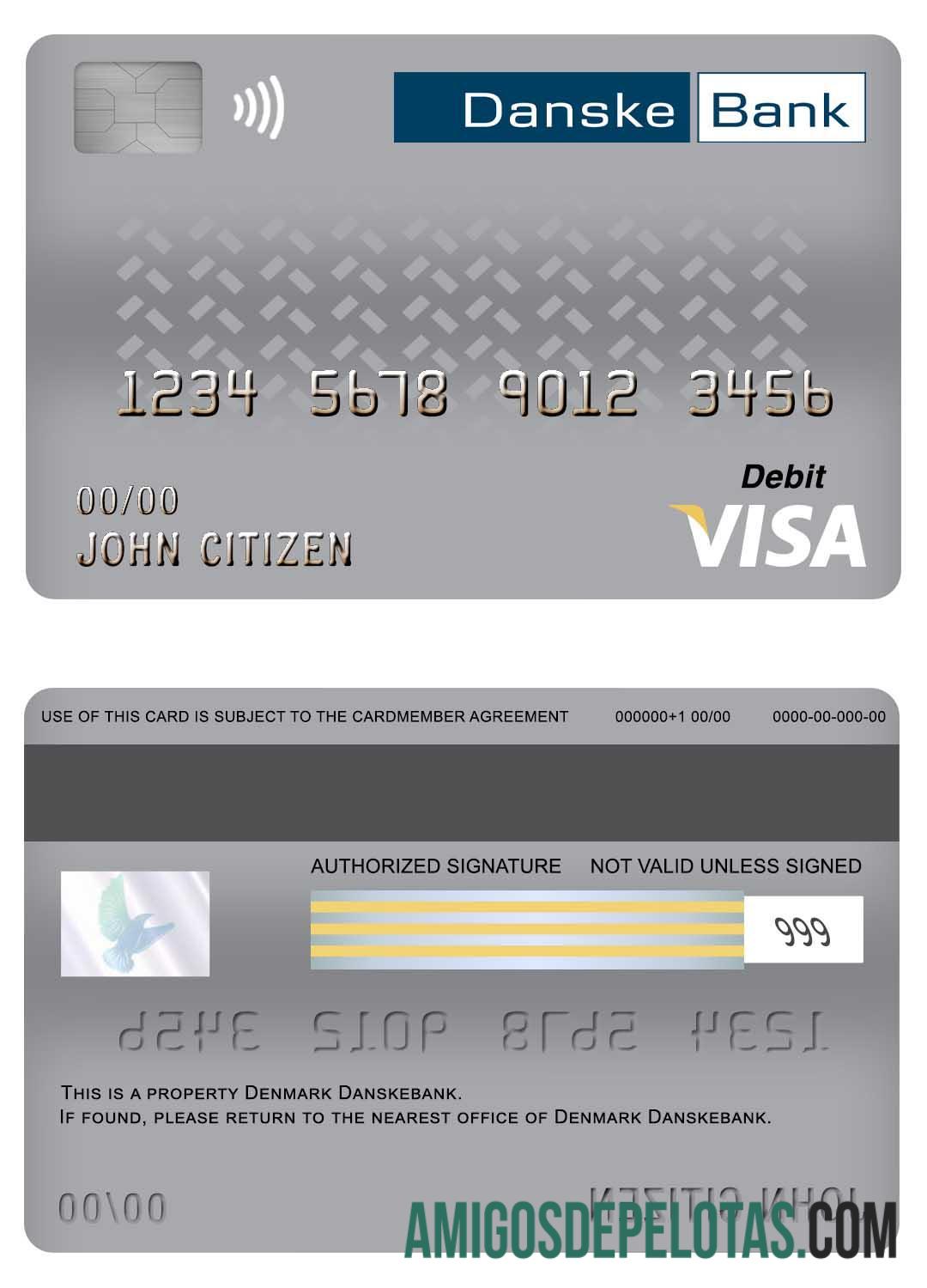 Denmark Danskebank visa Debit kartu templat