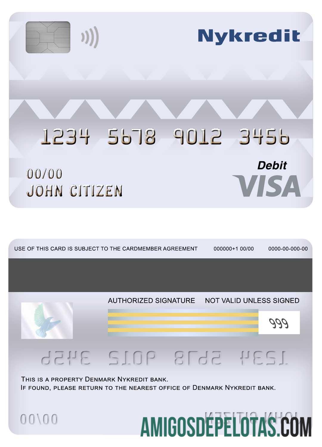 Denmark Nykredit bank visa Debit kartu pratinjau