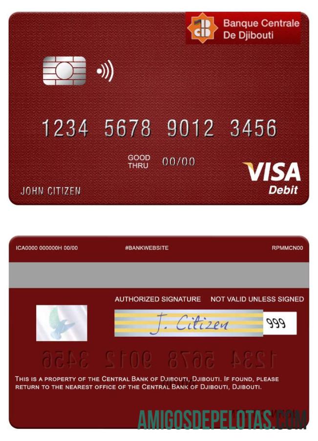 Jibuti Central bank of Jibuti visa Debit kartu templat