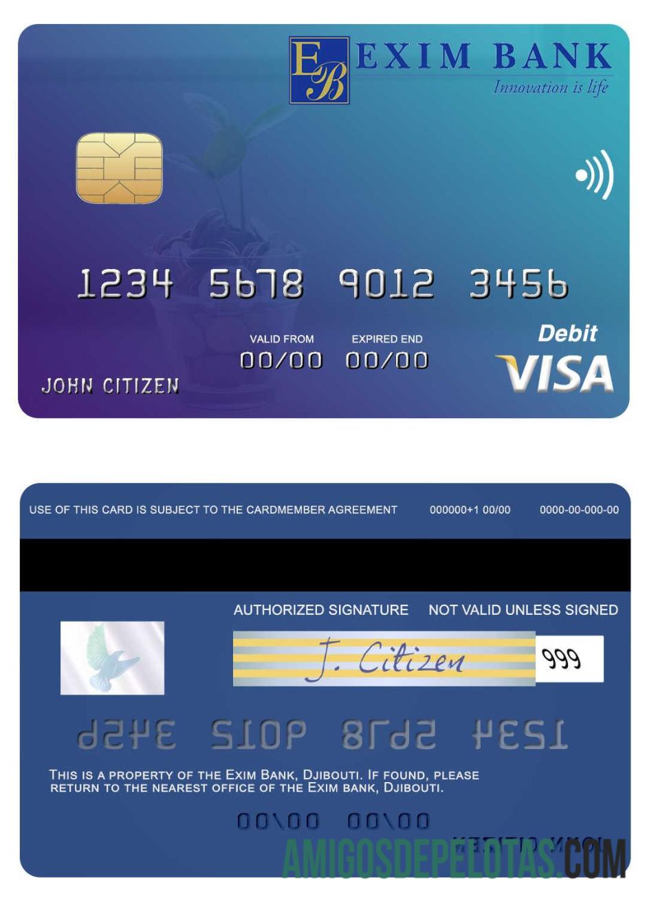 Jibuti Exim bank visa Debit kartu sampel