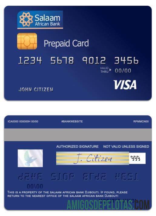 Jibuti The Salaam African bank visa prepaid kartu templat