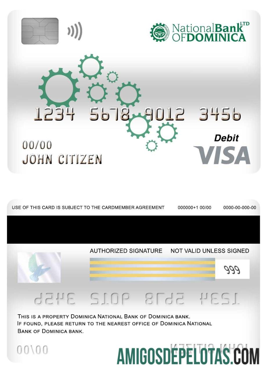 Dominika nasional bank of Dominika bank visa Debit kartu sampel