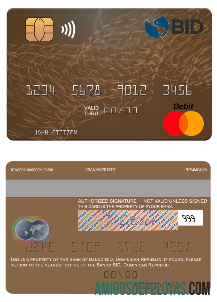 Republik Dominika Banco BID mastercard sampel