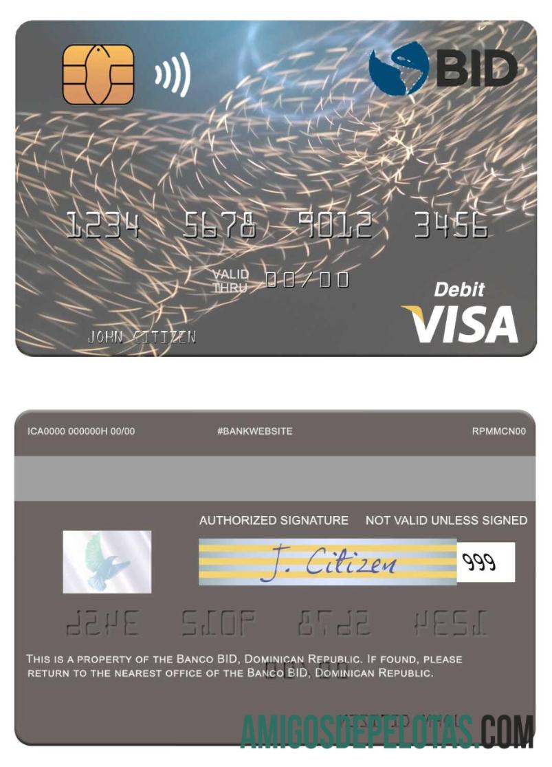Republik Dominika Banco BID visa Debit kartu makering