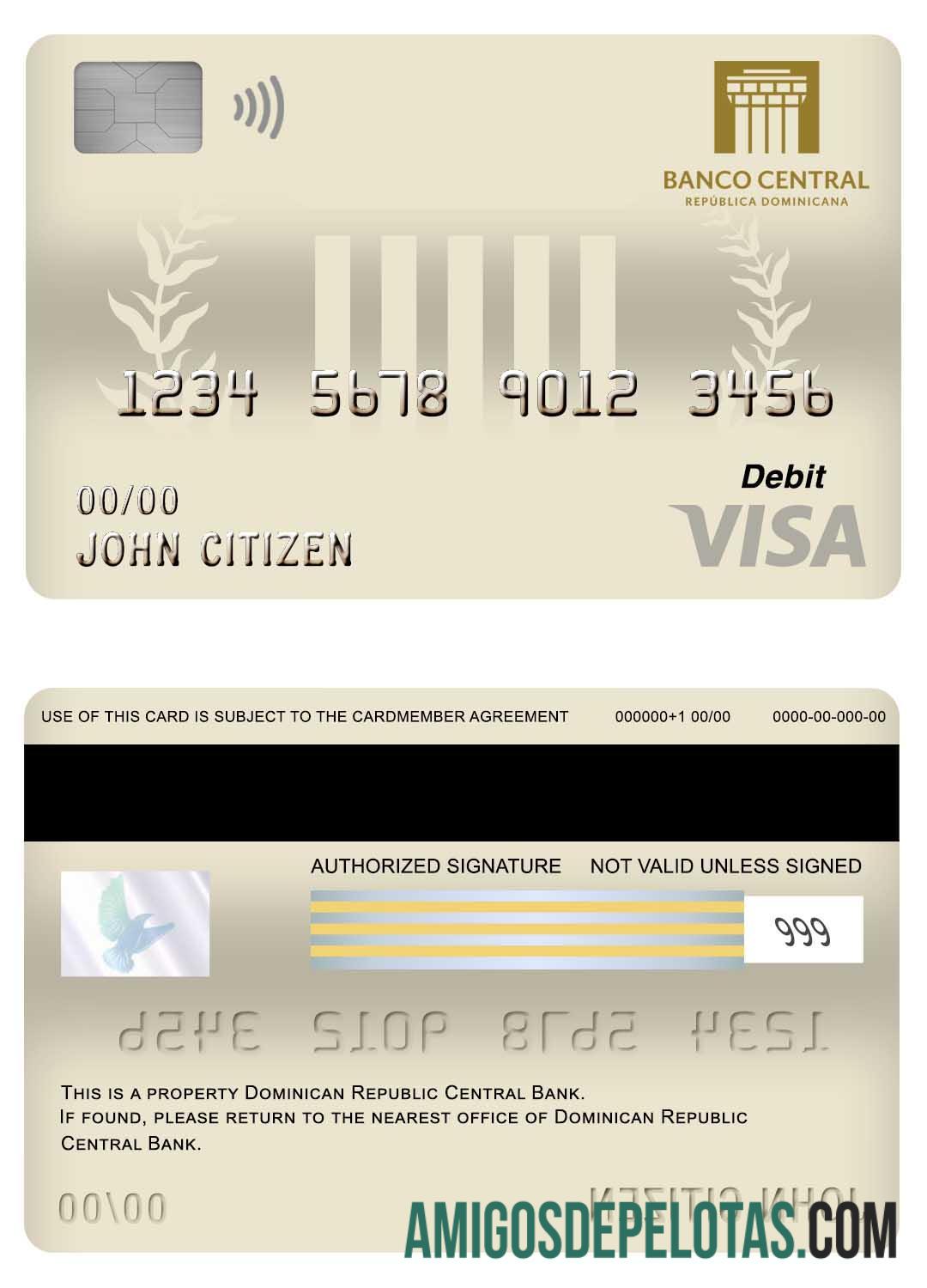 Republik Dominika Central bank visa Debit kartu desain