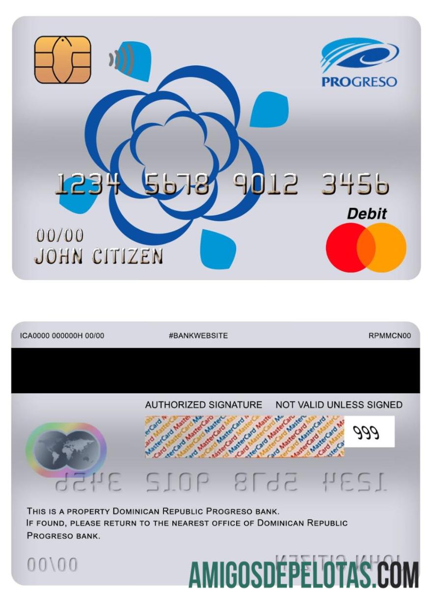 Republik Dominika Progreso bank master Debit kartu sampel