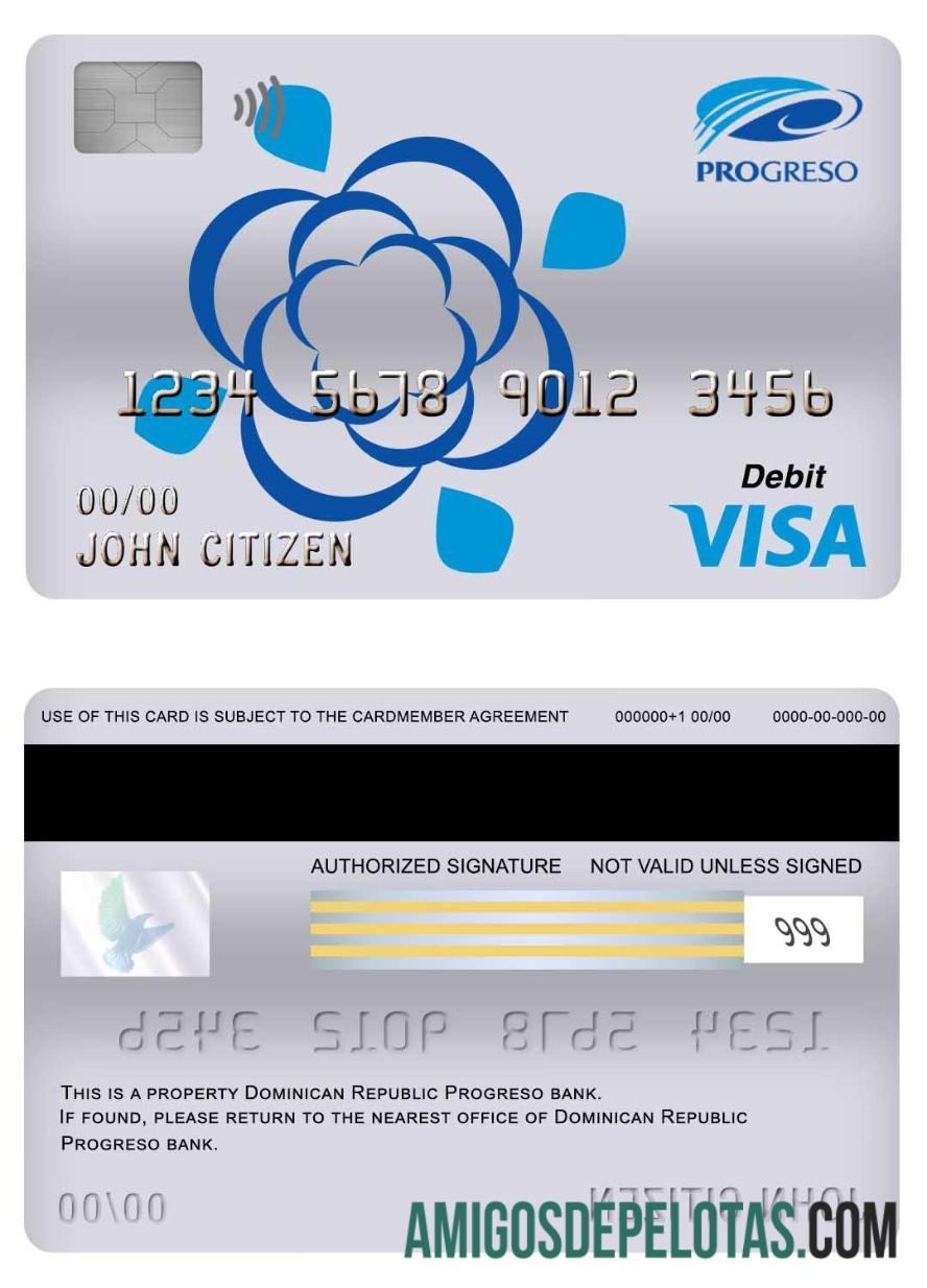 Republik Dominika Progreso bank visa Debit kartu desain