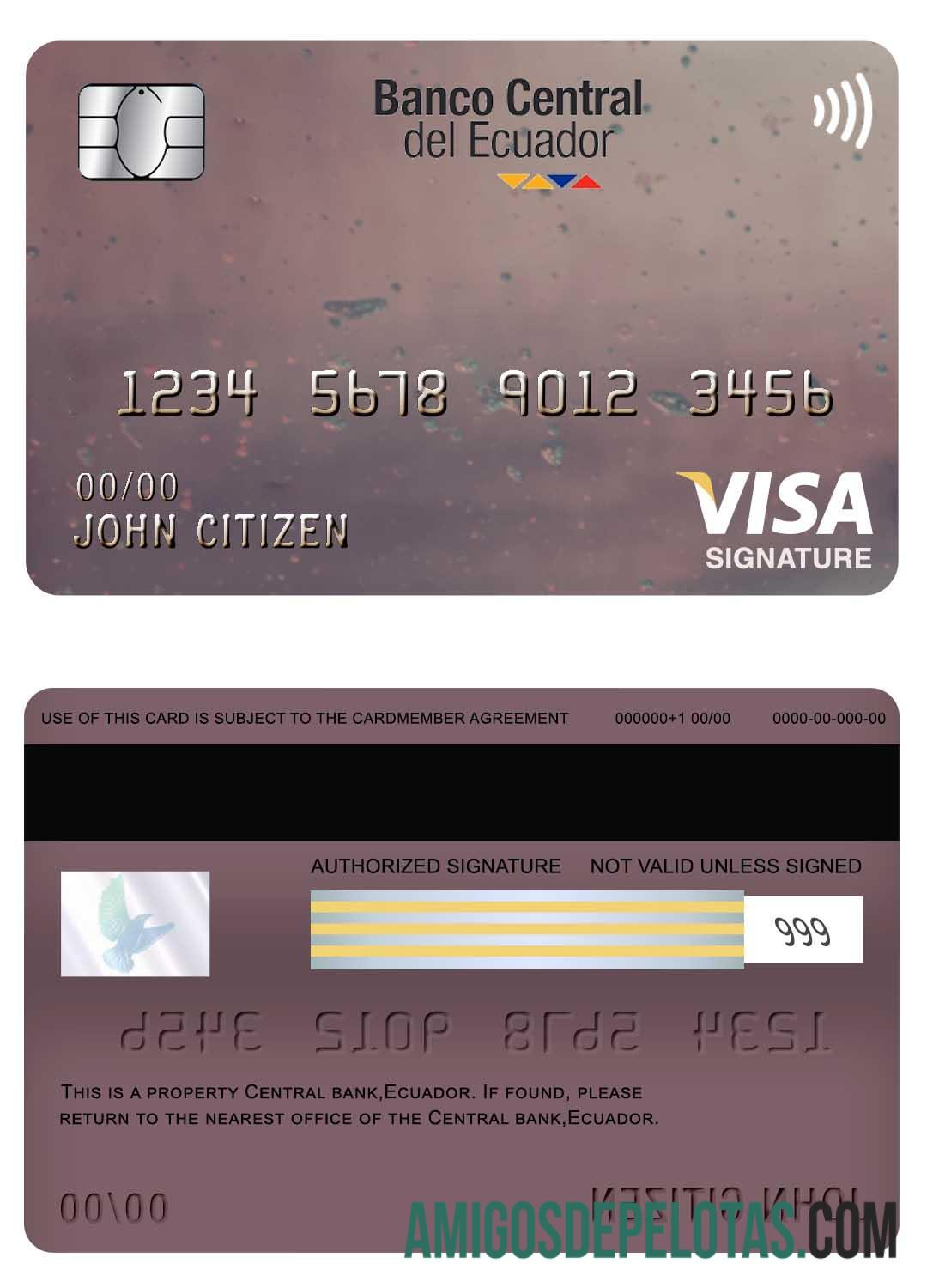 Ekuador Central bank visa Tanda Tangan kartu makering