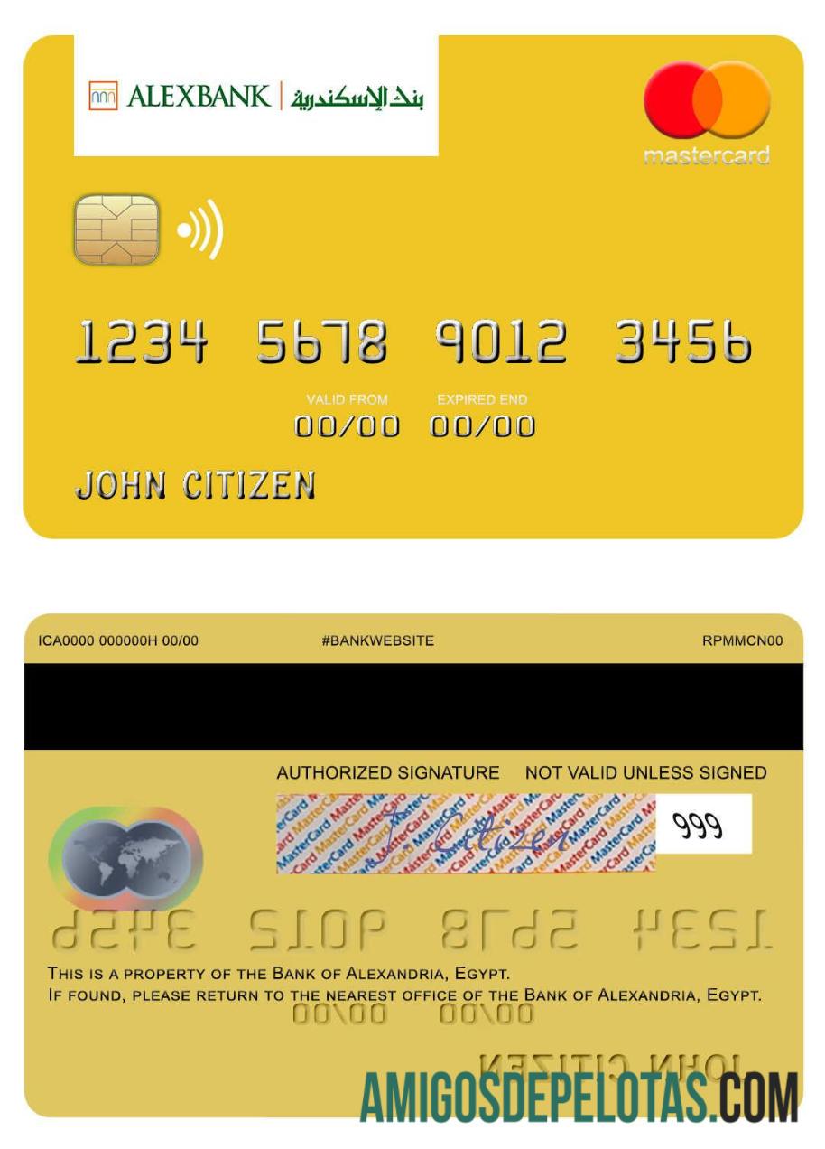 Mesir bank of Alexandria mastercard desain