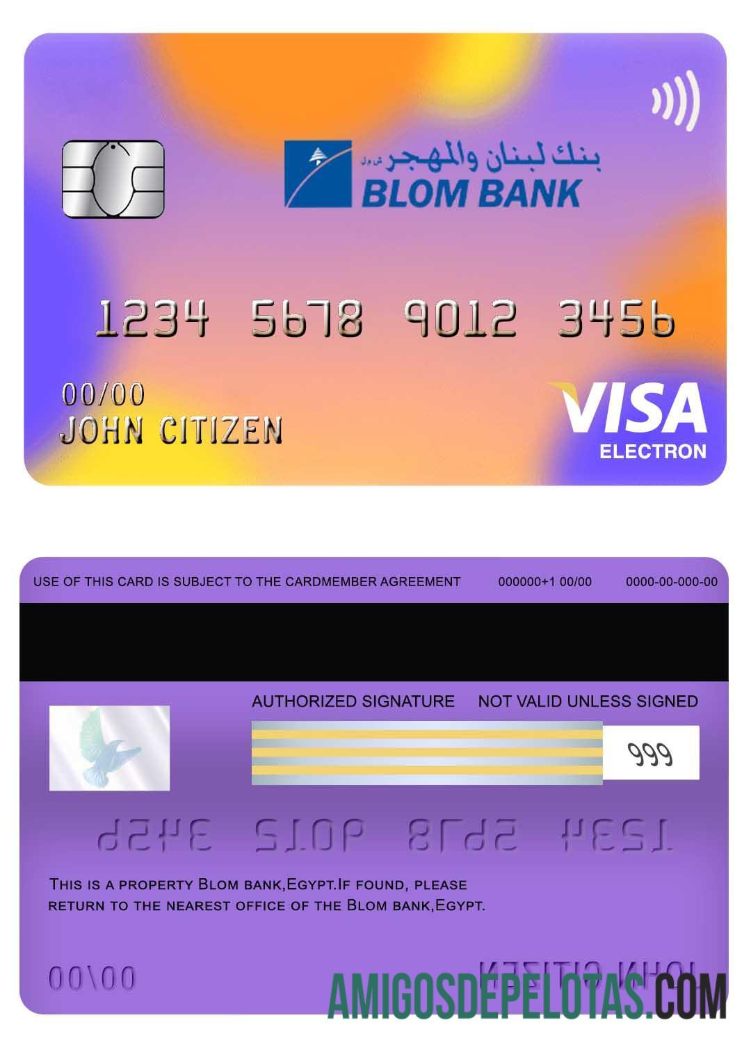 Mesir Blom bank visa electron kartu templat