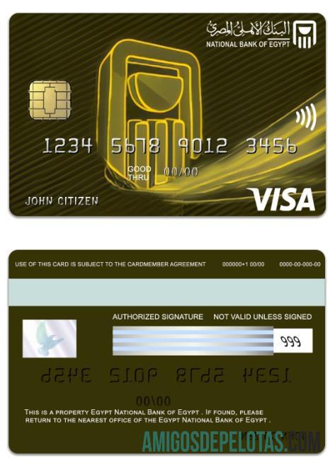 Mesir nasional bank of Mesir visa gold kartu sampel