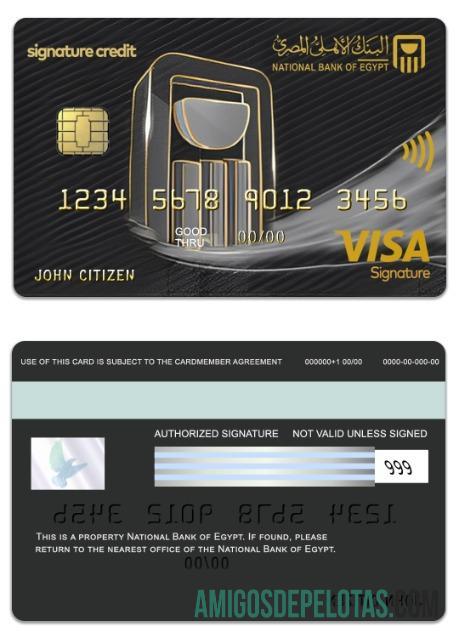 Mesir nasional bank of Mesir visa Tanda Tangan kartu templat