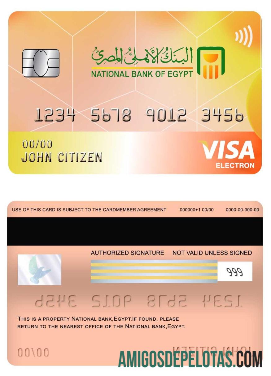 Mesir nasional bank visa electron kartu templat